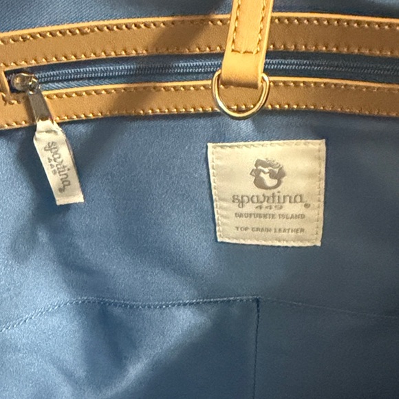 Spartina 449 Blue and Tan Plaid Tote - Picture 11 of 13
